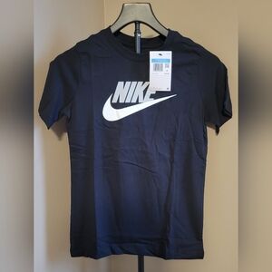 Nike Boys Black Tee with White Logo
